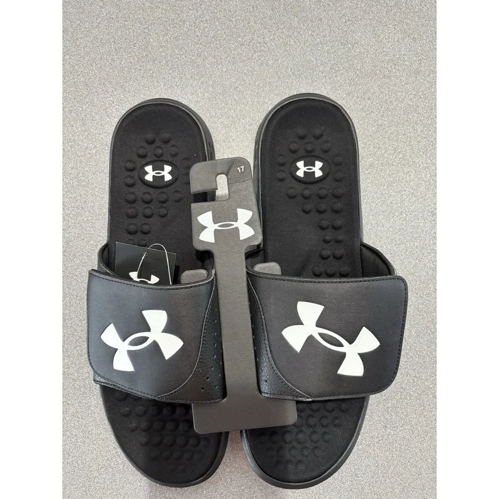 New Under Armour Mens Ignite Pro Slide‎ Athletic Sandals  Size 17 Black